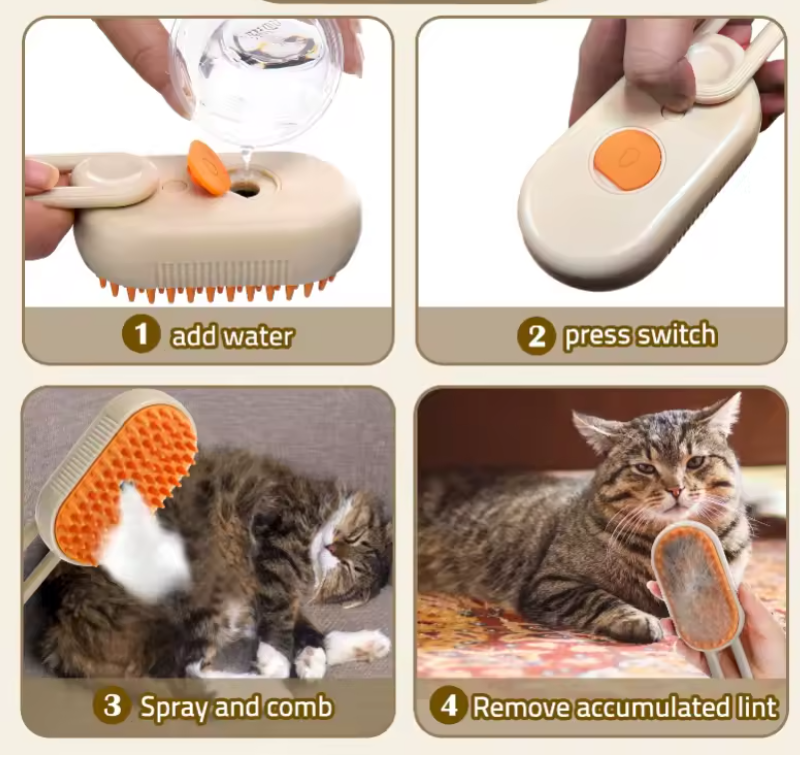 🐾 Cepillo a Vapor para Mascotas – ¡Deja su pelaje más limpio, brillante y saludable! ✨
