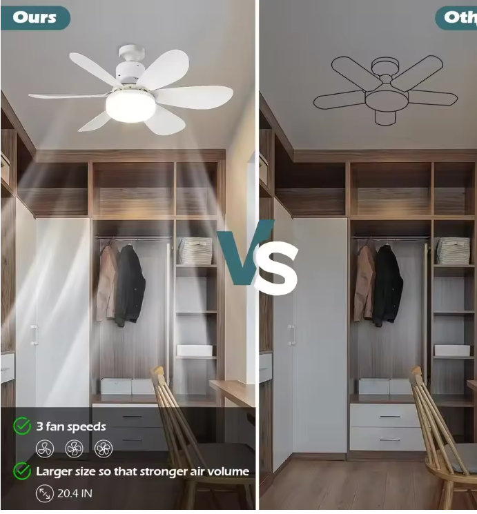 💡Foco Lámpara Ventilador 6 Aspas ✨ – Ilumina y Refresca tu Espacio en un Solo Paso
