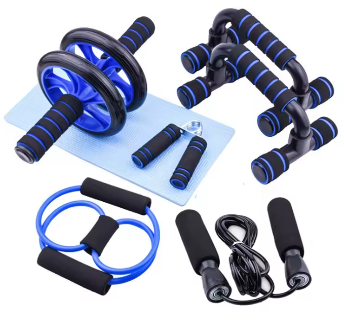 🏋️‍♂️ Set de Entrenamiento Abdominal 6 en 1 – Rodillo + Cuerda + Soporte + Más 💪