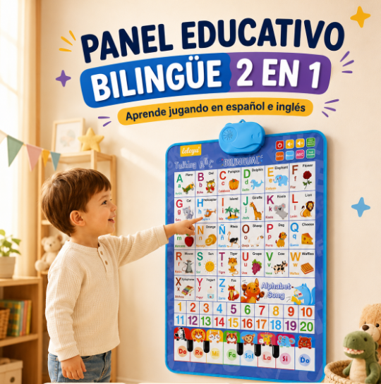 PANEL EDUCATIVO BILINGÜE 2 EN 1